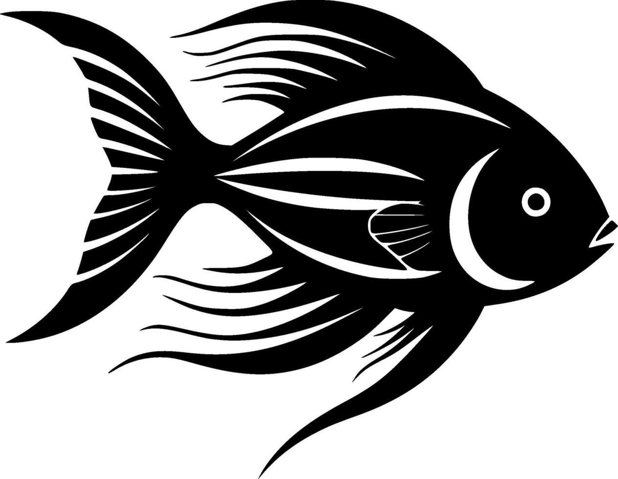 peixe-anjo, Preto e branco vetor ilustração