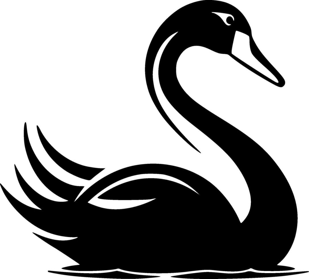 cisne - Preto e branco isolado ícone - vetor ilustração