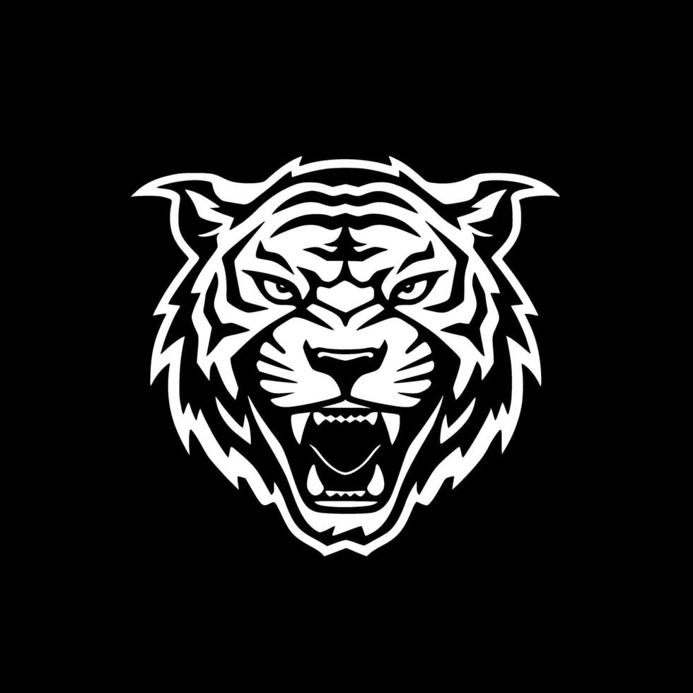 tigre - Preto e branco isolado ícone - vetor ilustração