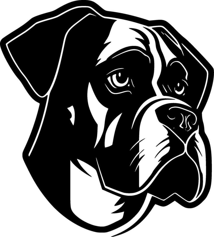 boxer cachorro - Preto e branco isolado ícone - vetor ilustração