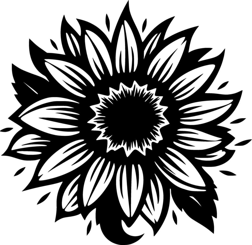 flor, Preto e branco vetor ilustração