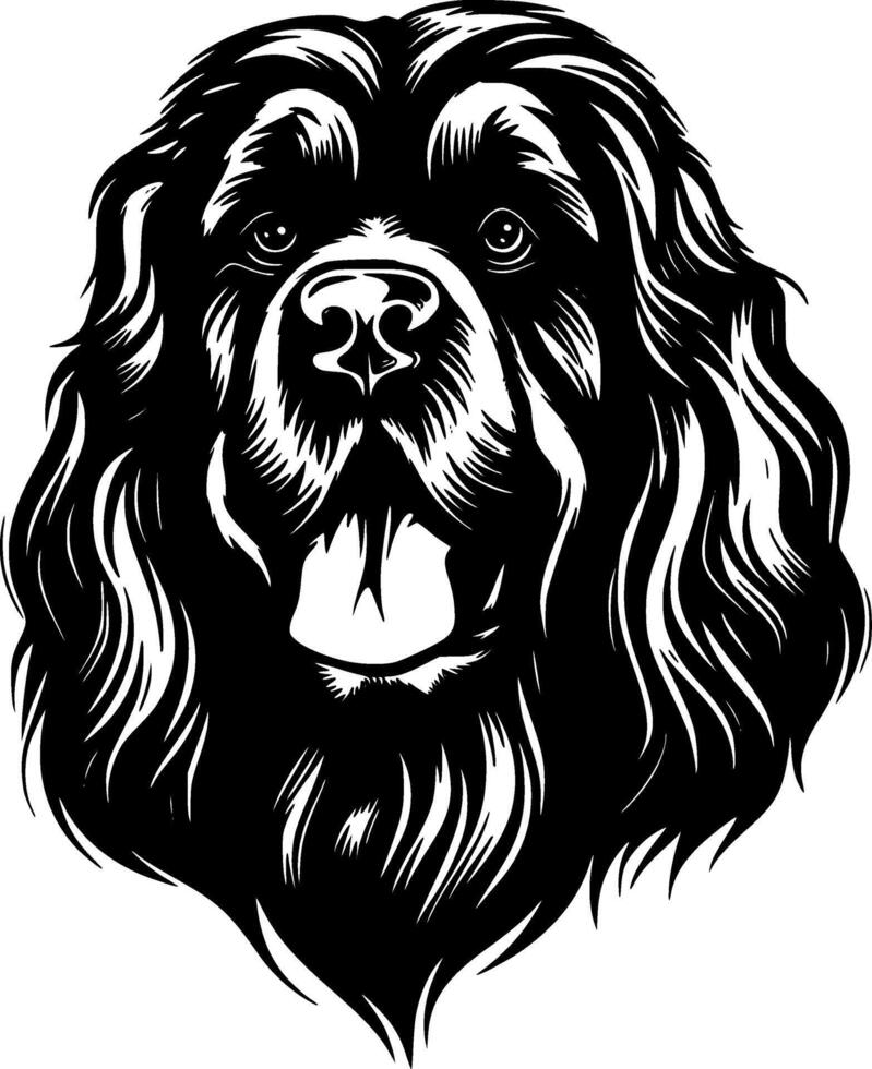 leonberger - Preto e branco isolado ícone - vetor ilustração