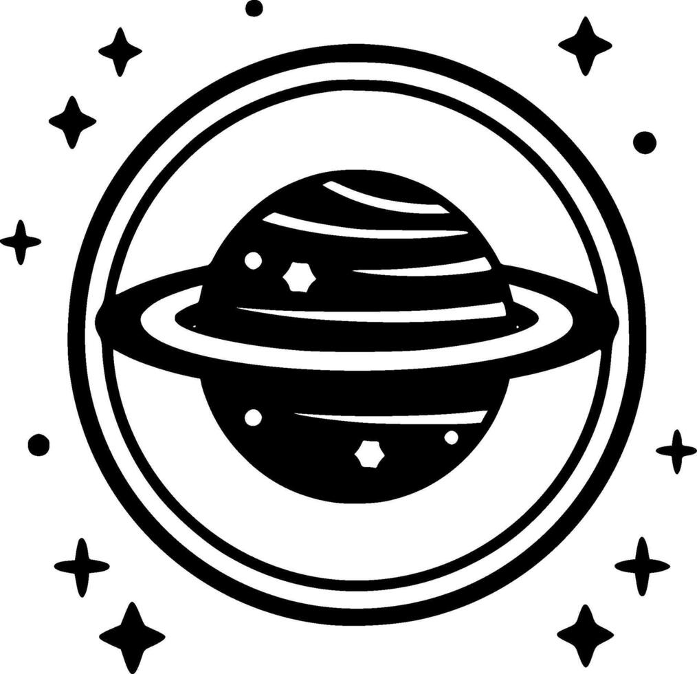galáxia - Preto e branco isolado ícone - vetor ilustração