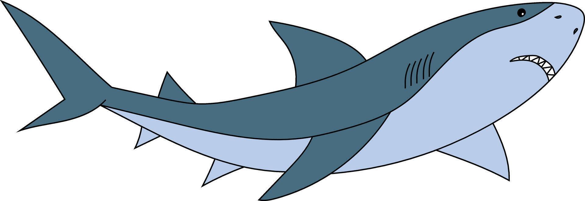 colorida Tubarão clipart para amantes do mar vida vetor
