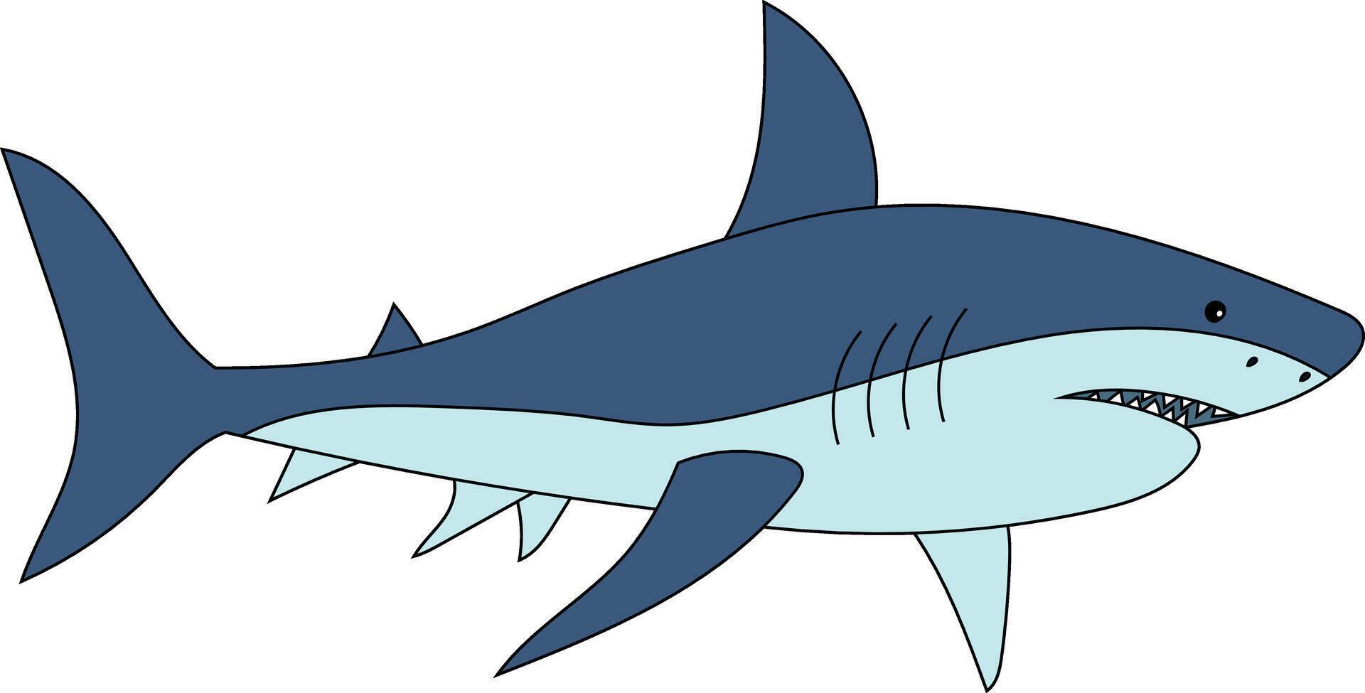 colorida Tubarão clipart para amantes do mar vida vetor