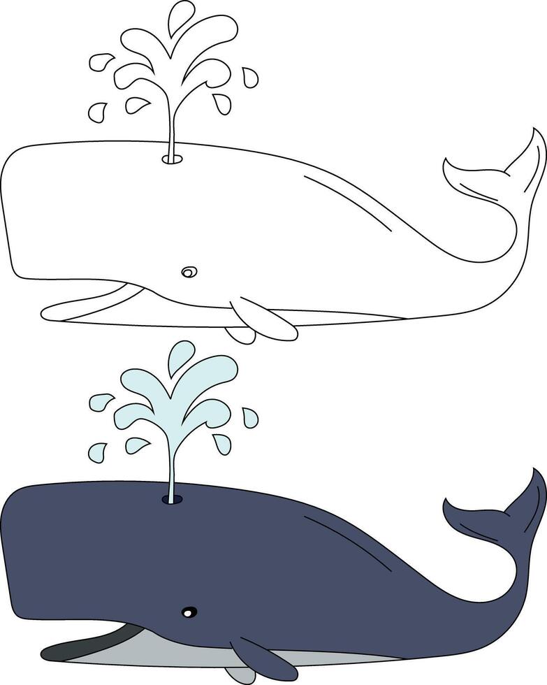 baleia clipart definir. colorida e esboço baleias clipart vetor