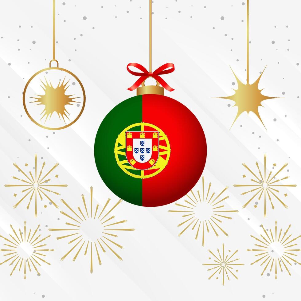 Natal bola enfeites Portugal bandeira celebração vetor