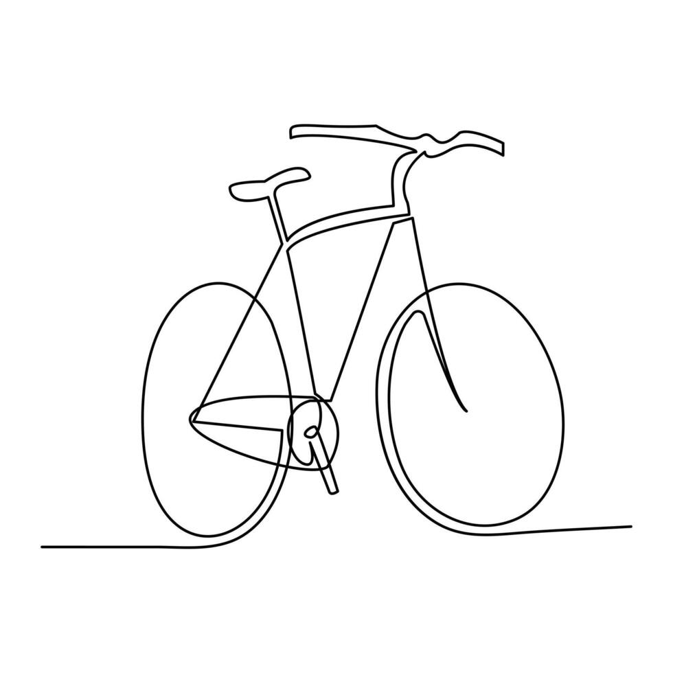 contínuo 1 linha bicicleta esboço em uma branco fundo vetor arte ilustração