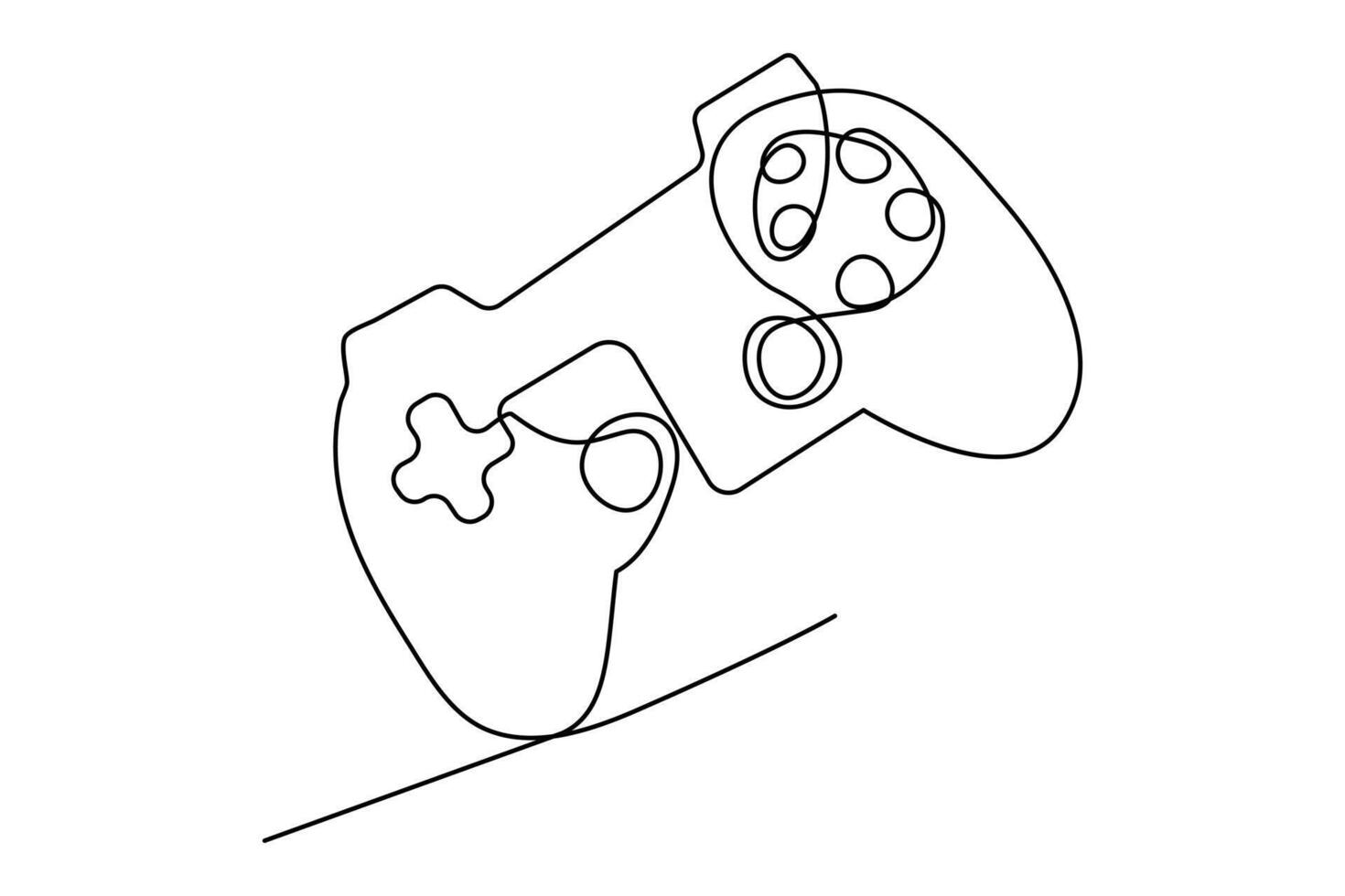 contínuo 1 linha desenhando do jogos grudar. controle de video game jogos controlador. esboço vetor ilustração.