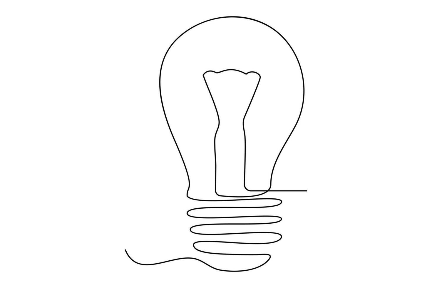 luz lâmpada isolado em branco luz lâmpada 1 linha esboço vetor arte ilustração