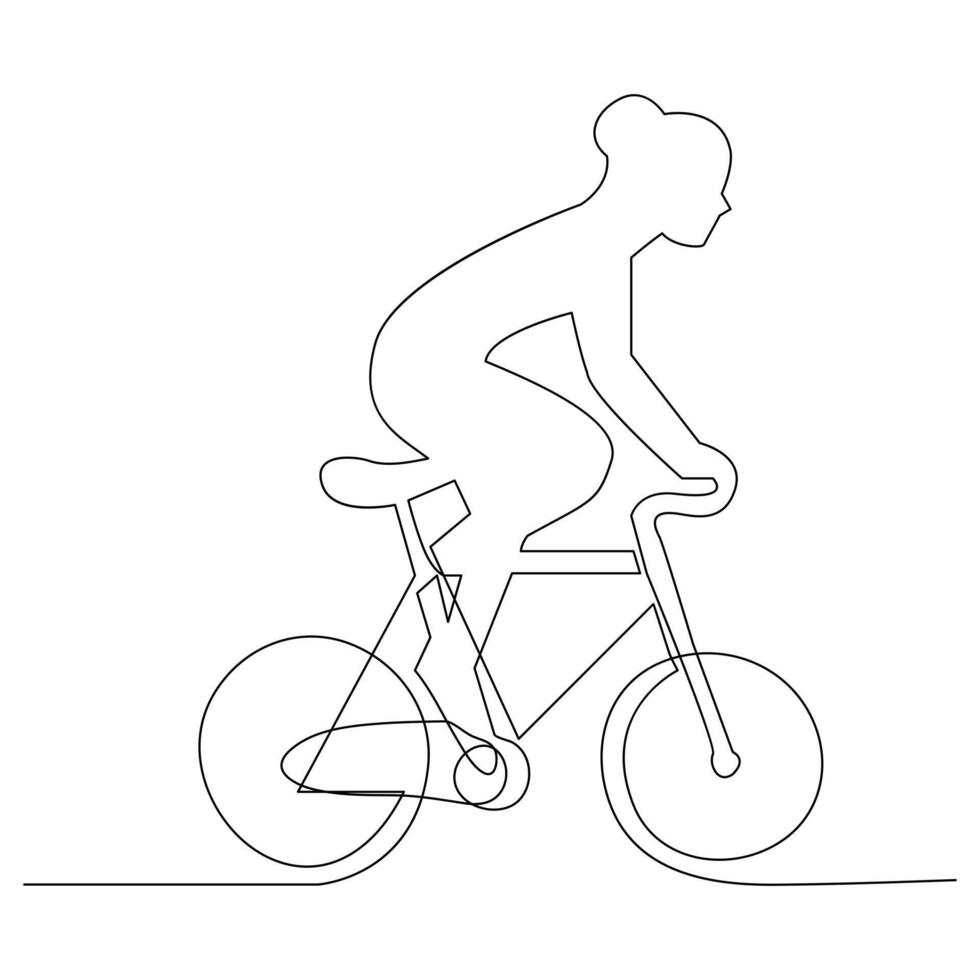 contínuo 1 linha bicicleta esboço em uma branco fundo vetor arte ilustração