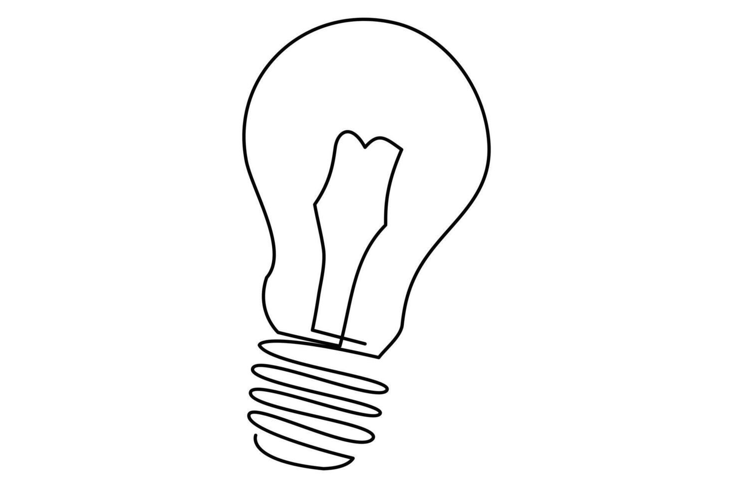 luz lâmpada isolado em branco luz lâmpada 1 linha esboço vetor arte ilustração