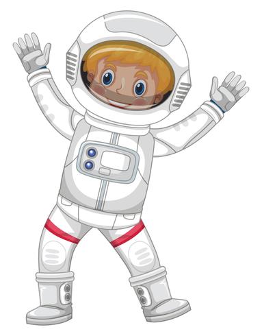 Astronauta no traje espacial branco sobre fundo branco vetor