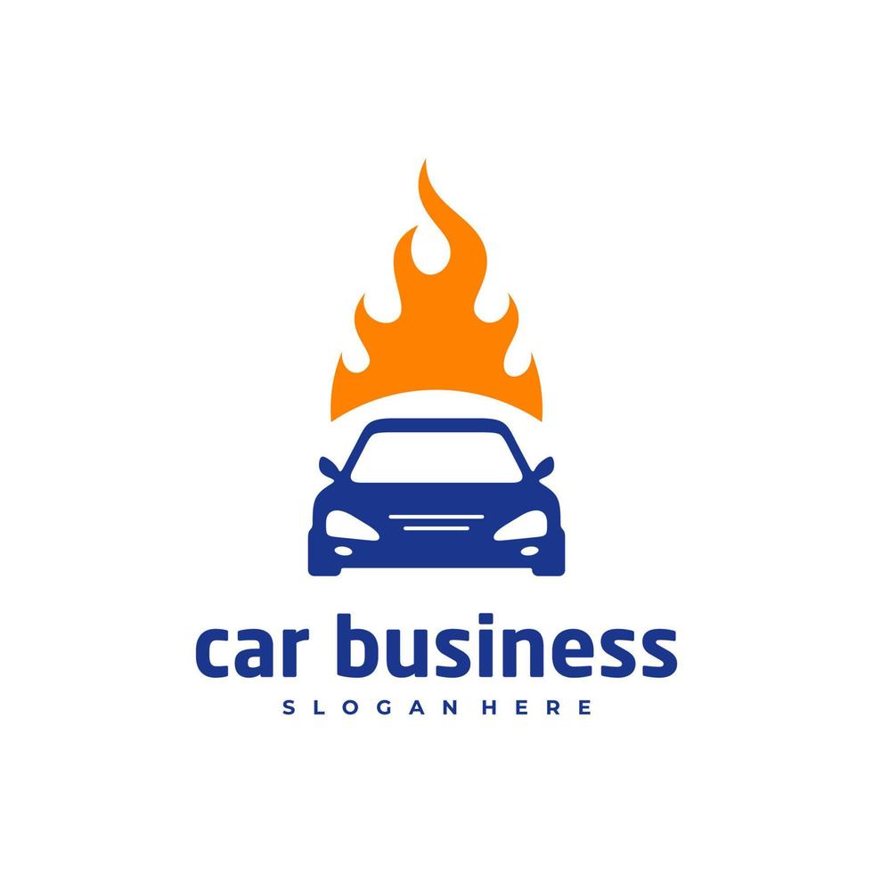 modelo de vetor de logotipo de carro fogo, conceitos de design de logotipo de carro criativo