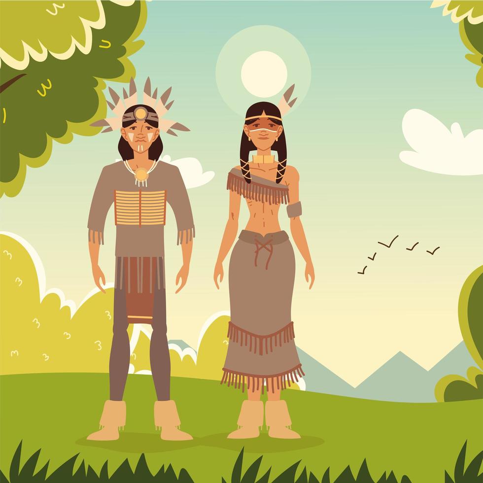 casal indígena nativo vetor