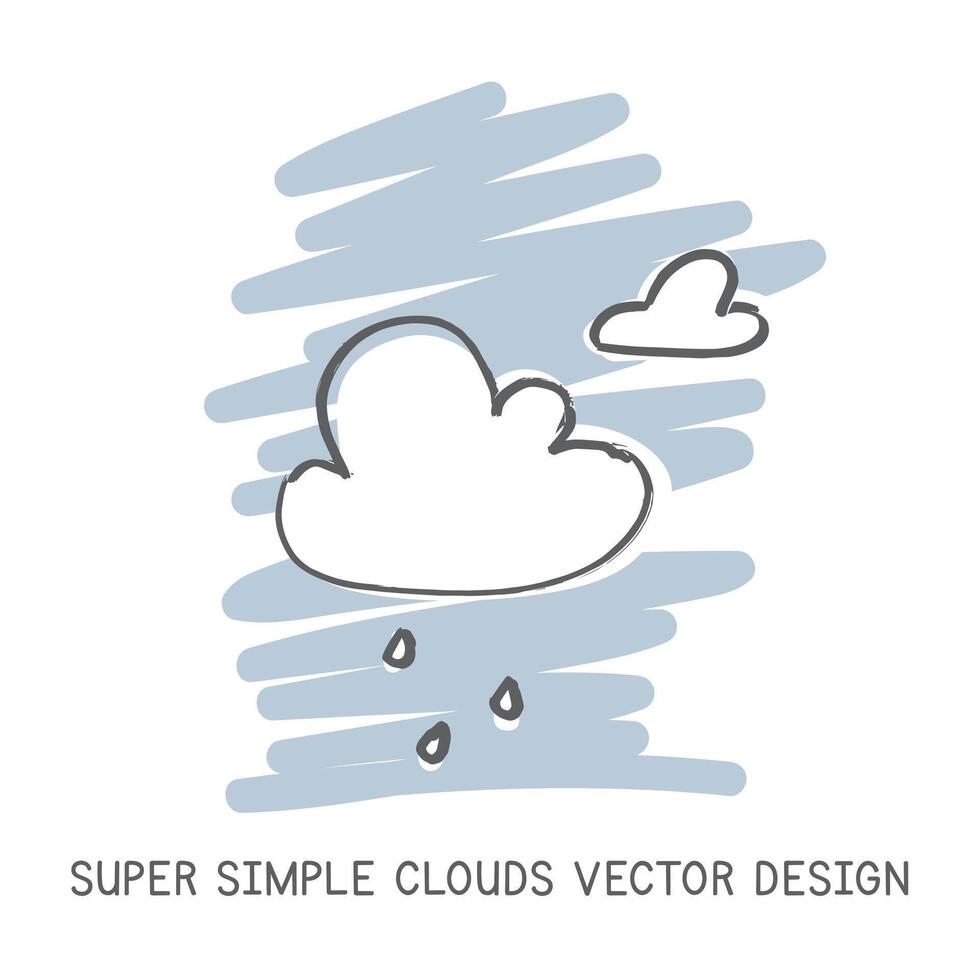 super simples nuvem desenhado à mão rabisco estilo vetor Projeto. natureza elementos conceito. fofa nuvens rápido simples desenhando em uma luz azul esboço fundo