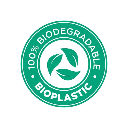 Bioplástico Ícone 100% biodegradável. vetor