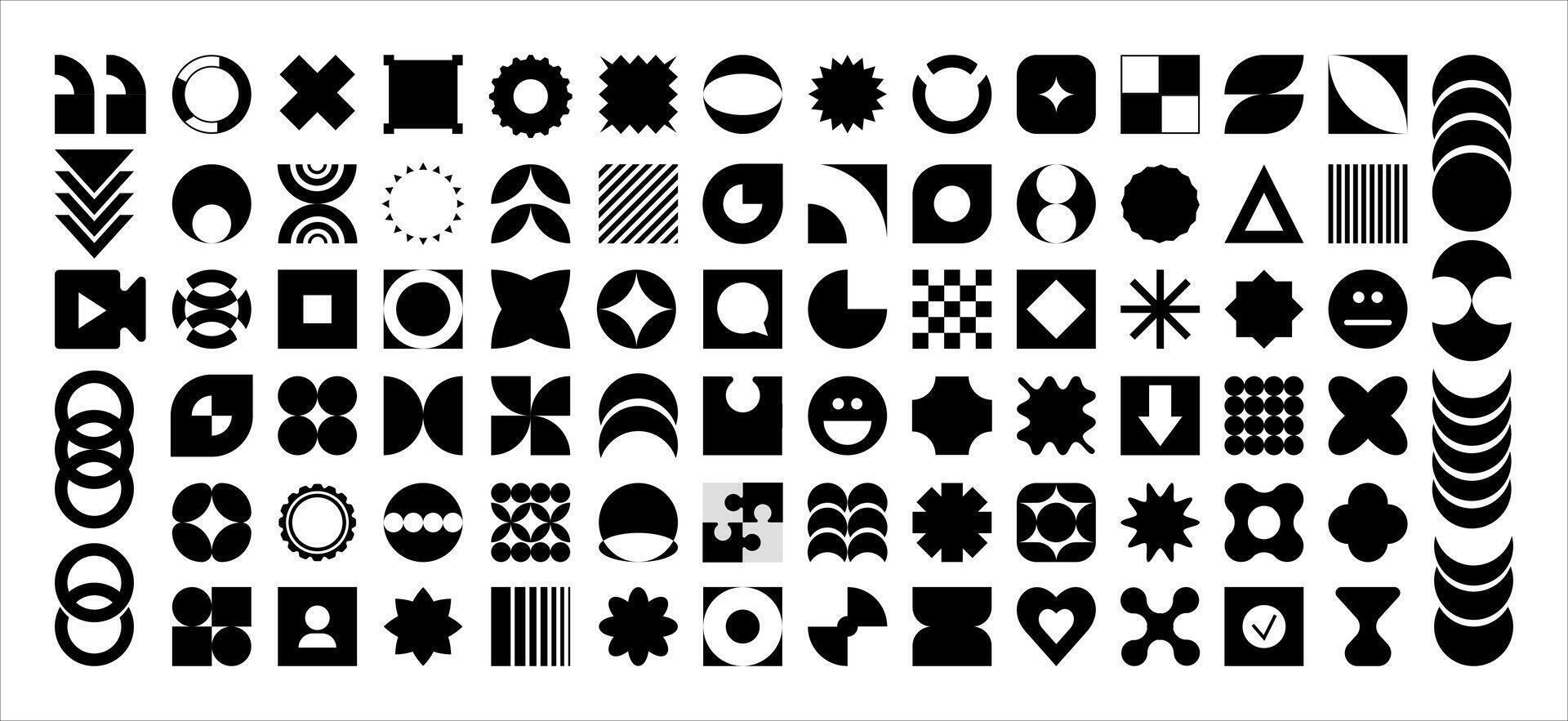 tendendo elementos para a Projeto do uma o negócio conceito. abstrato gráfico geométrico símbolos para avaliações, avaliações, avaliações, comentários, e social redes dentro a ano 2000 estilo. moderno vetor ilustração.