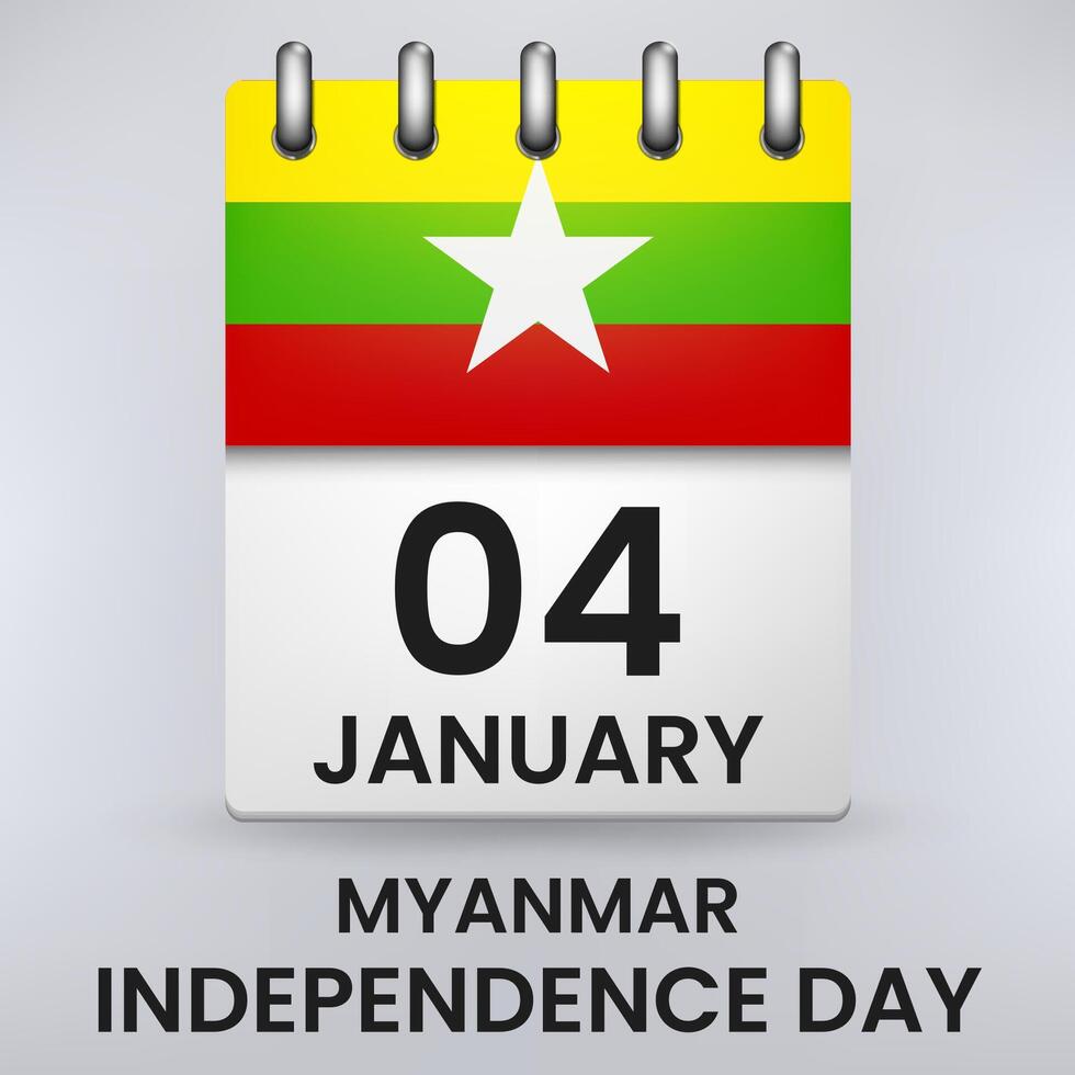 feliz independência dia do myanmar com bandeira, calendário conceito, vetor ilustração