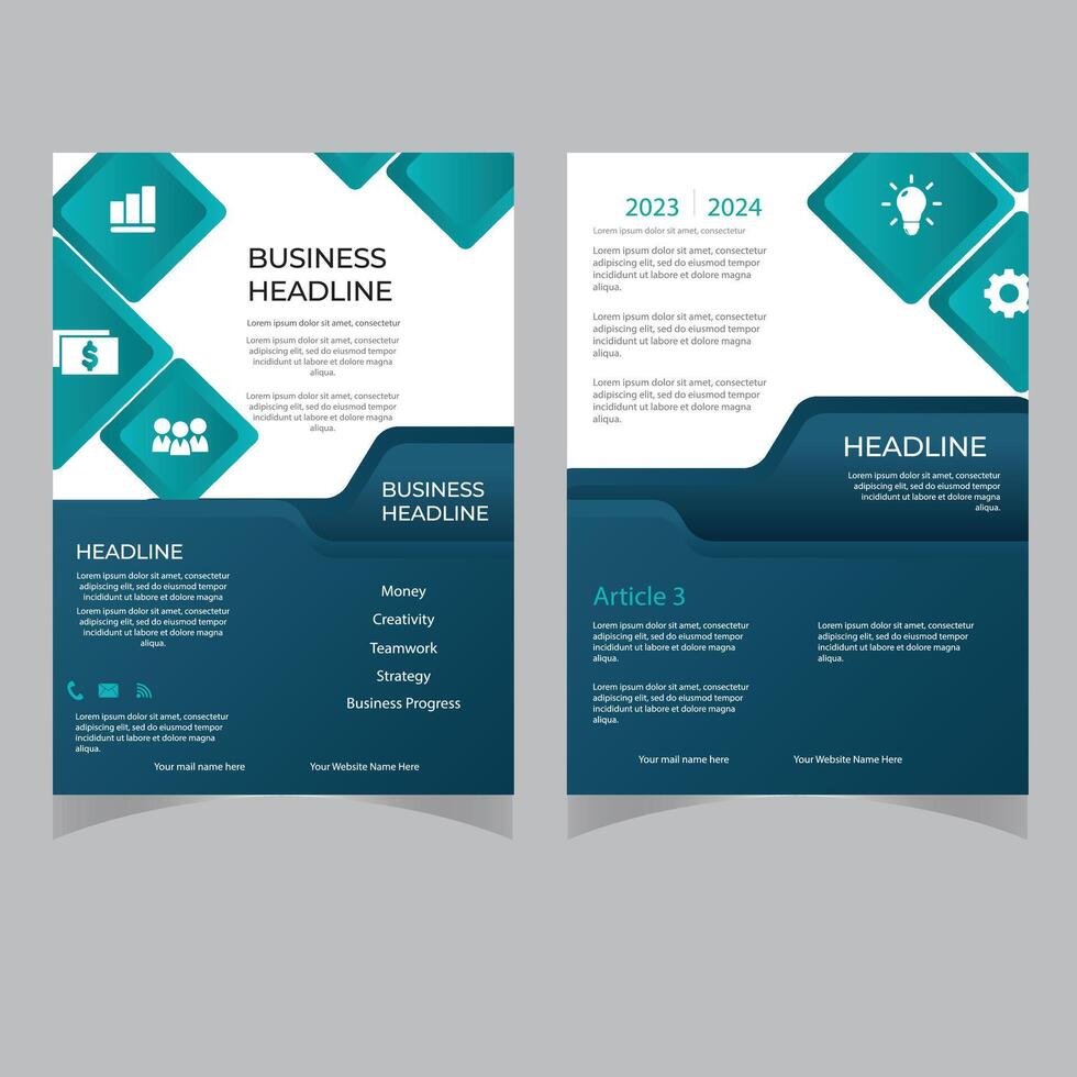 design de layout de modelo de folheto. relatório anual de negócios corporativos, catálogo, revista, folheto, maquete de folheto. vetor