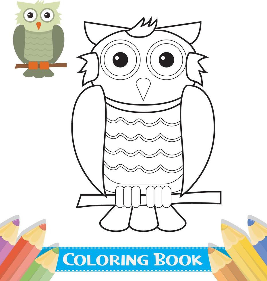 mão desenhado coruja coloração livro vetor