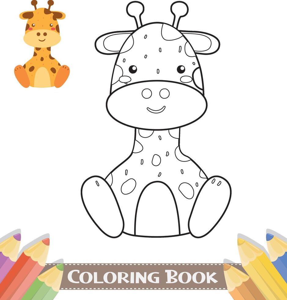 mão desenhado fofa bebê animal coloração livro vetor