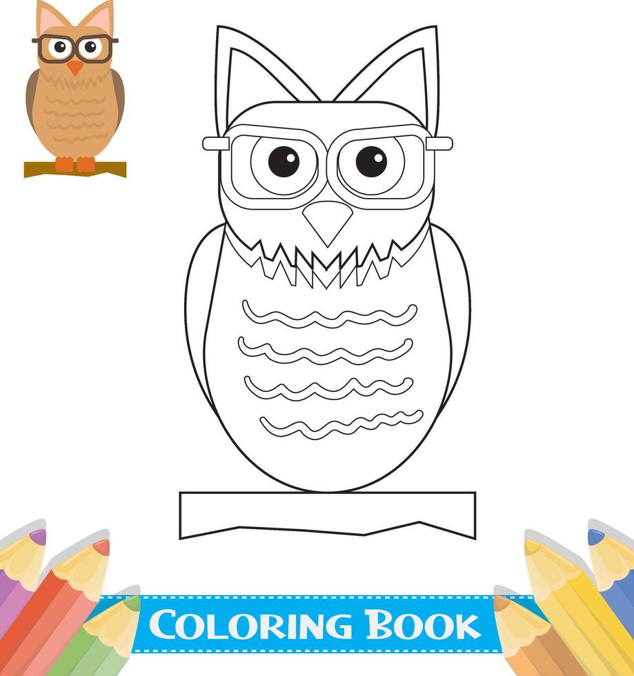 mão desenhado coruja coloração livro vetor
