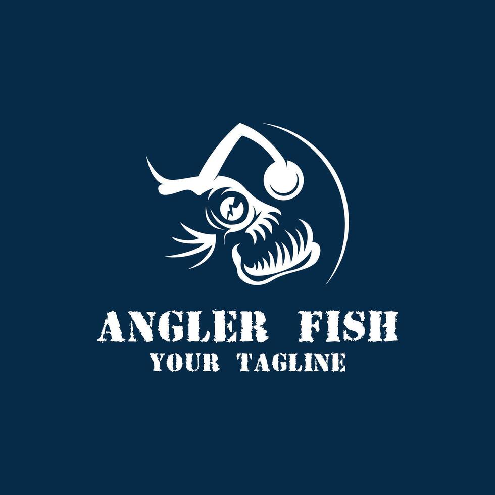 poderoso e único pescador peixe logotipo vetor