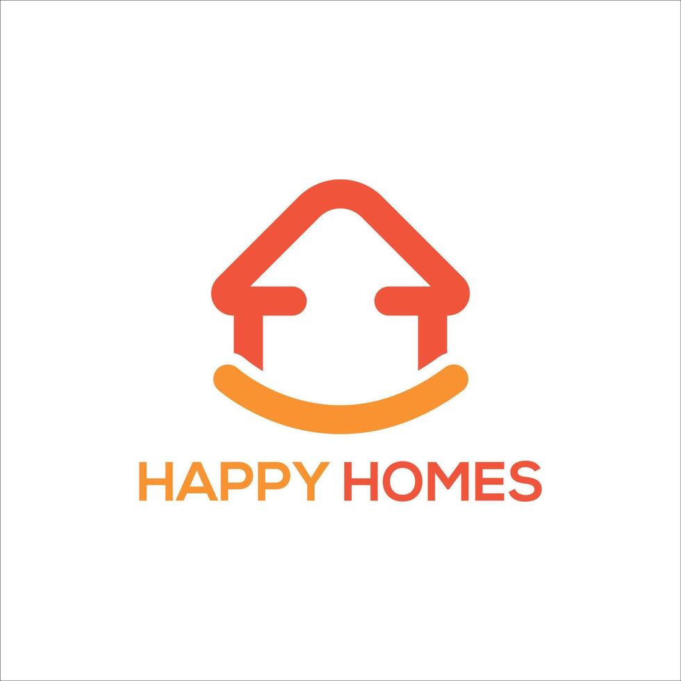 feliz casas criativo mínimo Projeto conceito vetor logotipo modelo