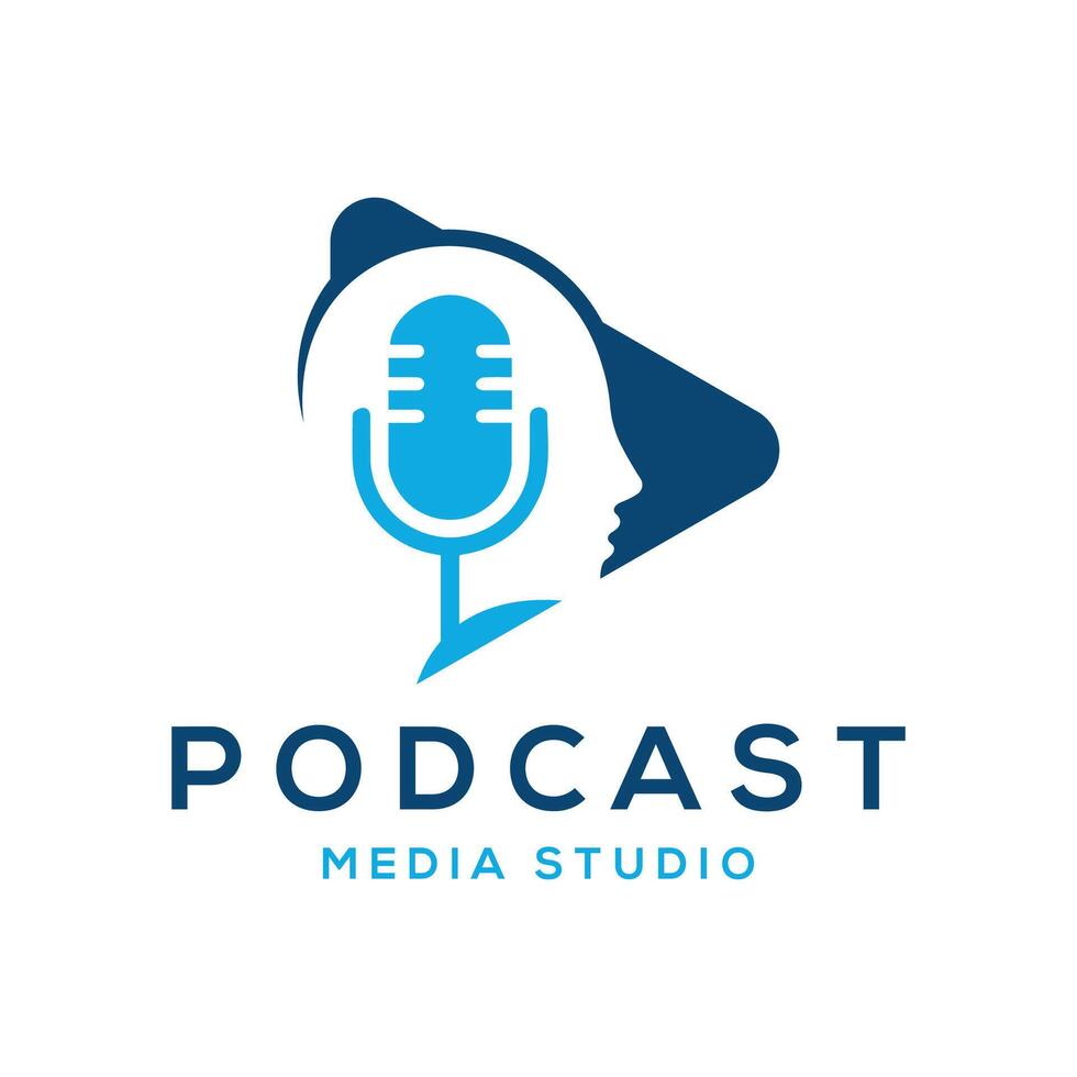 podcast meios de comunicação estúdio criativo moderno vetor Projeto logotipo modelo