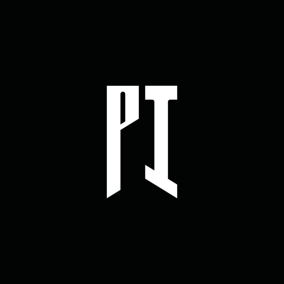 monograma do logotipo pi com o estilo do emblema isolado em fundo preto vetor