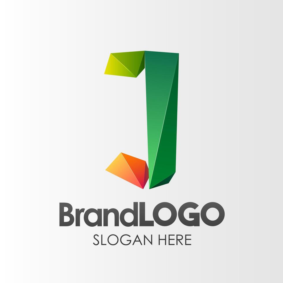 marca logotipo carta j modelo, 3d forma baixo poli, adequado para o negócio companhia visual identidade, vetor ilustração