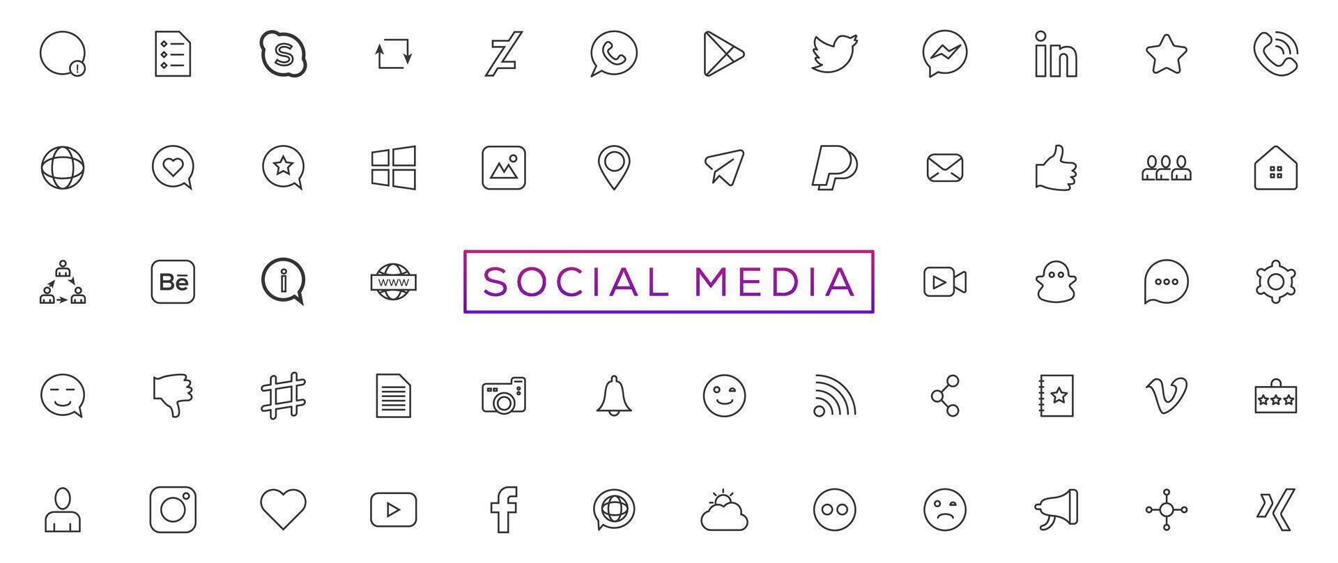 social meios de comunicação logótipo definir. Facebook Instagram Twitter Youtube snapchat Whatsap pinterest linkedin vimeo tiktok periscópio behance reddit logotipo definir. social rede ícones vetor