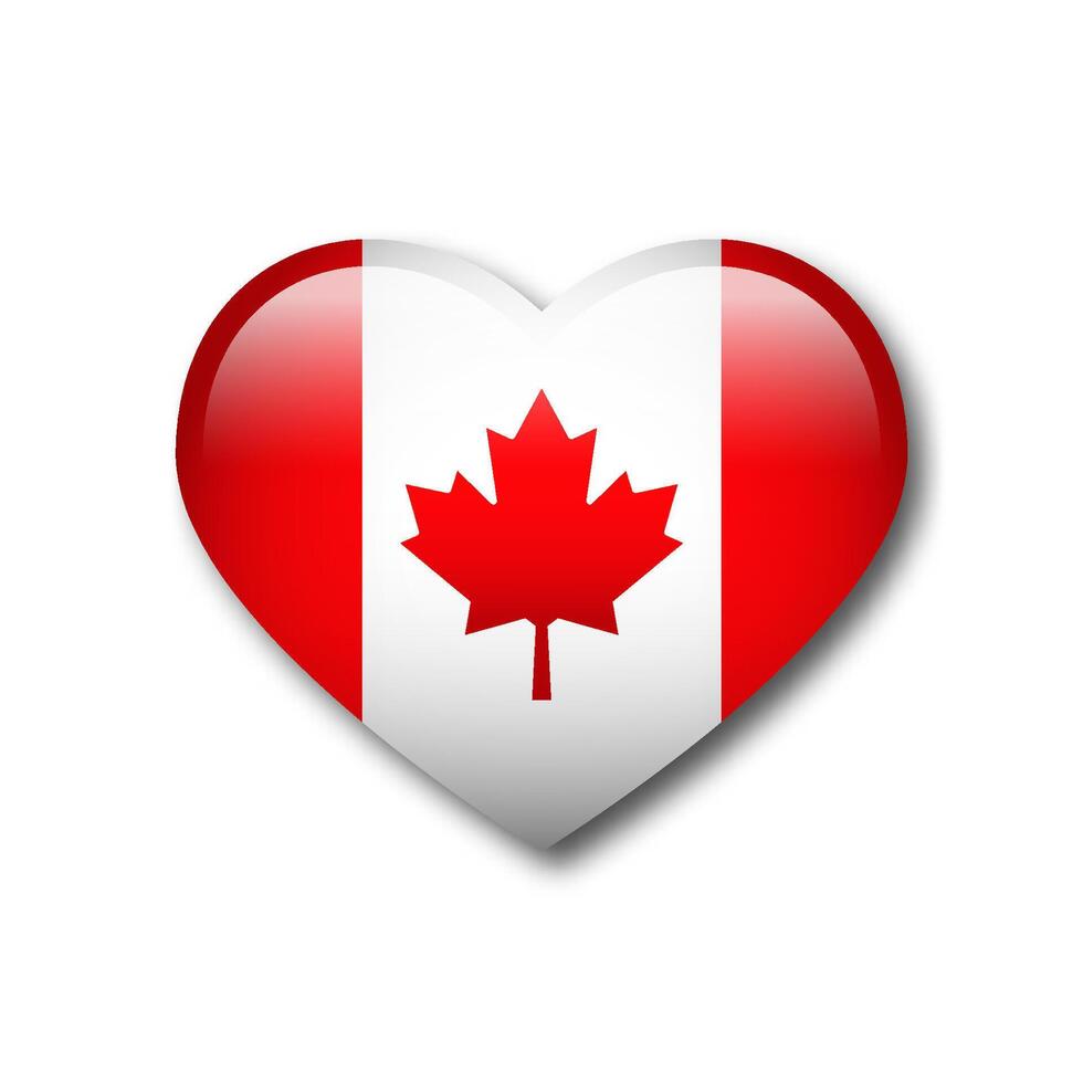 canadense bandeira dentro coração silhueta. em forma de coração Canadá bandeira. vetor ilustração.