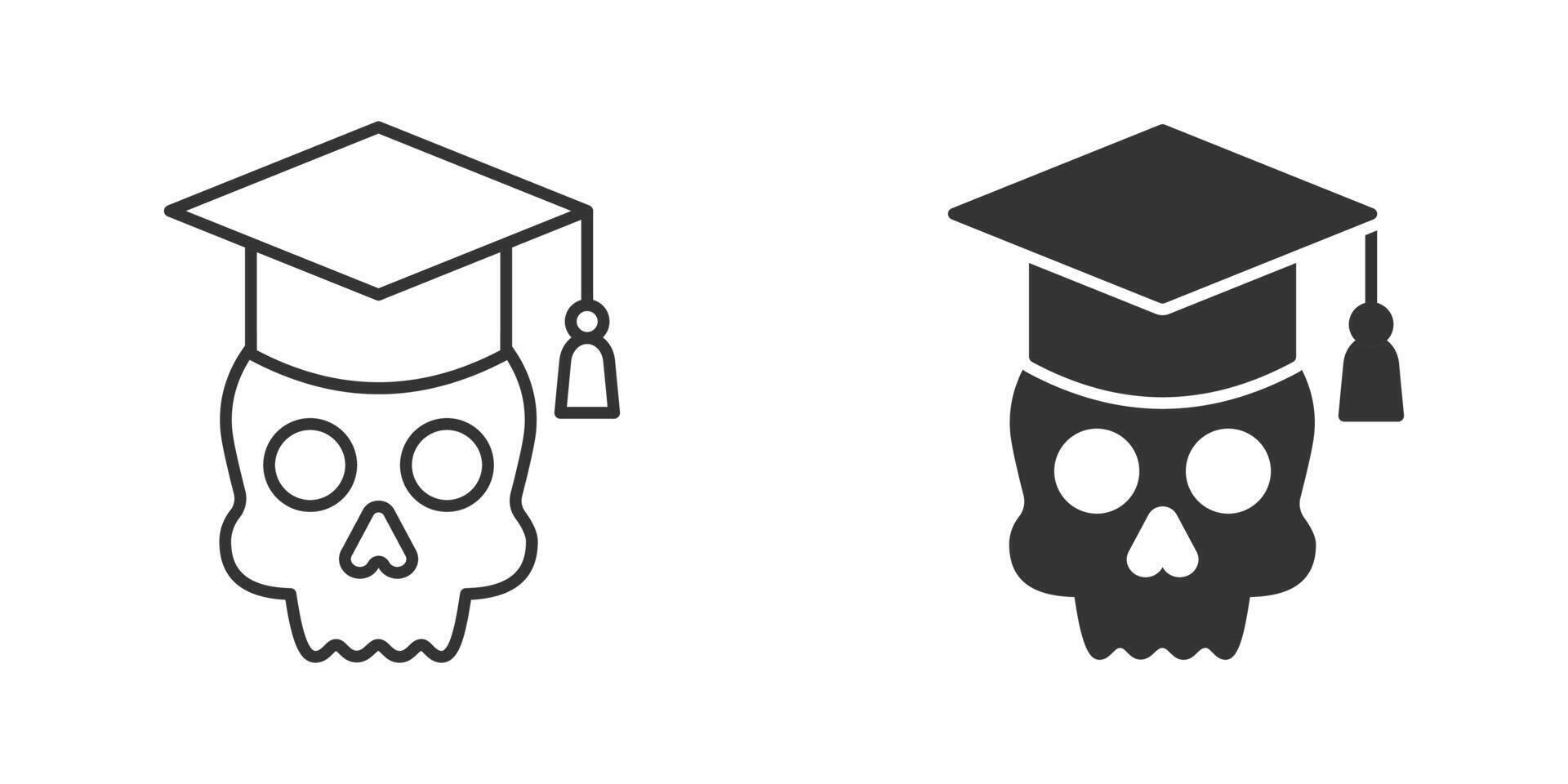 humano crânio graduado chapéu ícone. vetor ilustração.