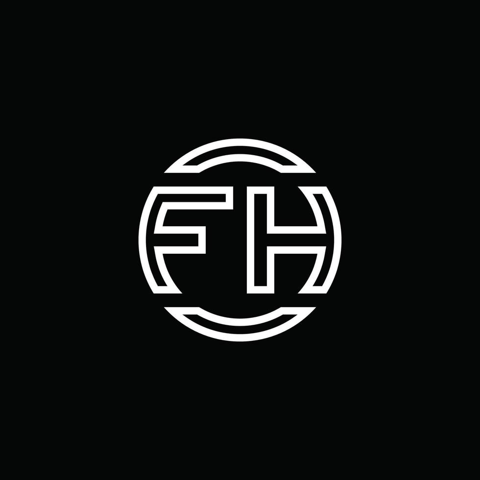 Monograma do logotipo fh com modelo de design arredondado de círculo de espaço negativo vetor