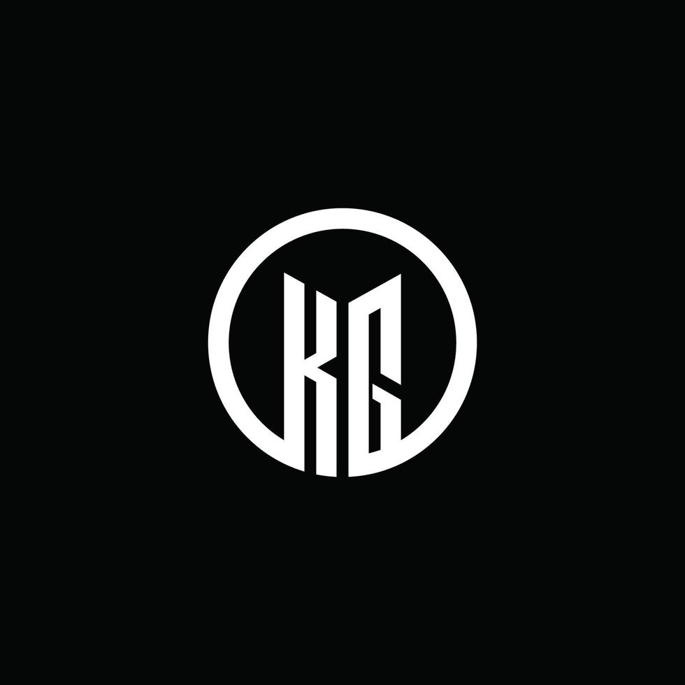 Logotipo do monograma kg isolado com um círculo giratório vetor
