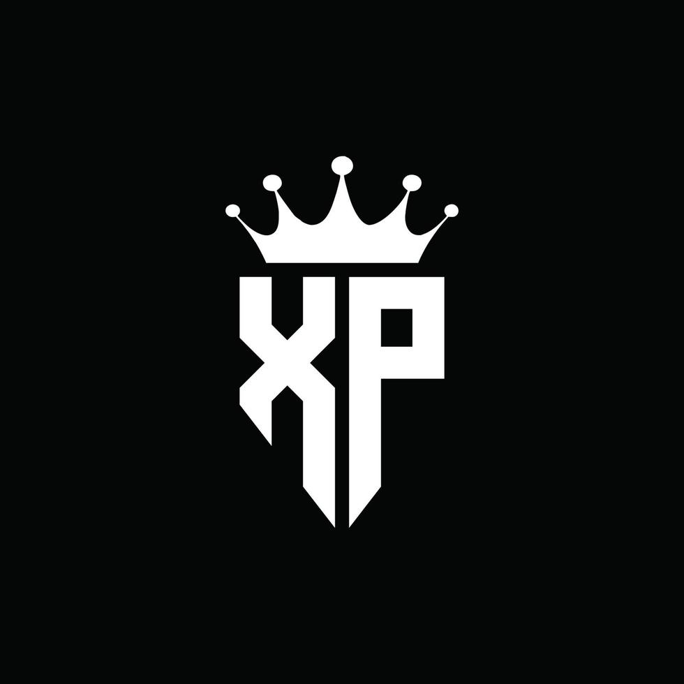 Estilo do emblema do monograma do logotipo xp com modelo de design em forma de coroa vetor