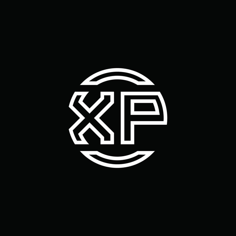 Monograma do logotipo xp com modelo de design arredondado de círculo de espaço negativo vetor