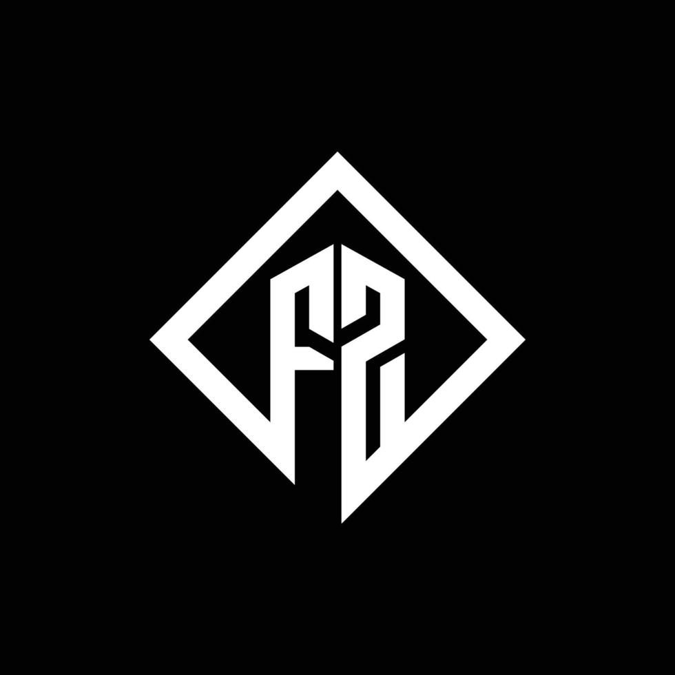 Monograma de logotipo fz com modelo de design de estilo de rotação quadrada vetor
