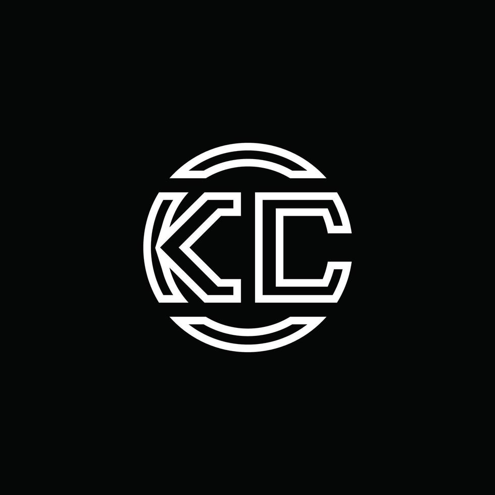 Monograma do logotipo kc com modelo de design arredondado de círculo de espaço negativo vetor