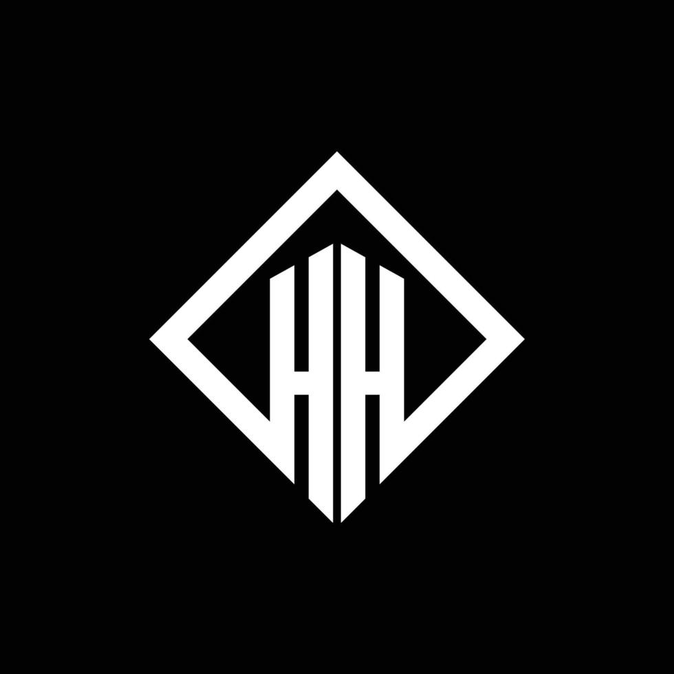 Monograma do logotipo hh com modelo de design de estilo de rotação quadrada vetor