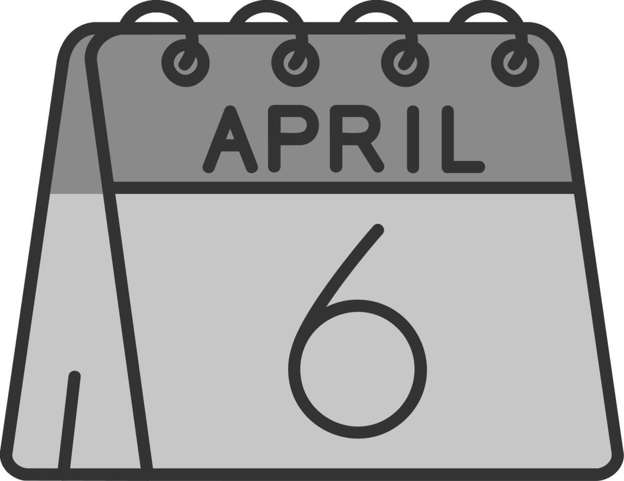 6º do abril linha preenchidas escala de cinza ícone vetor