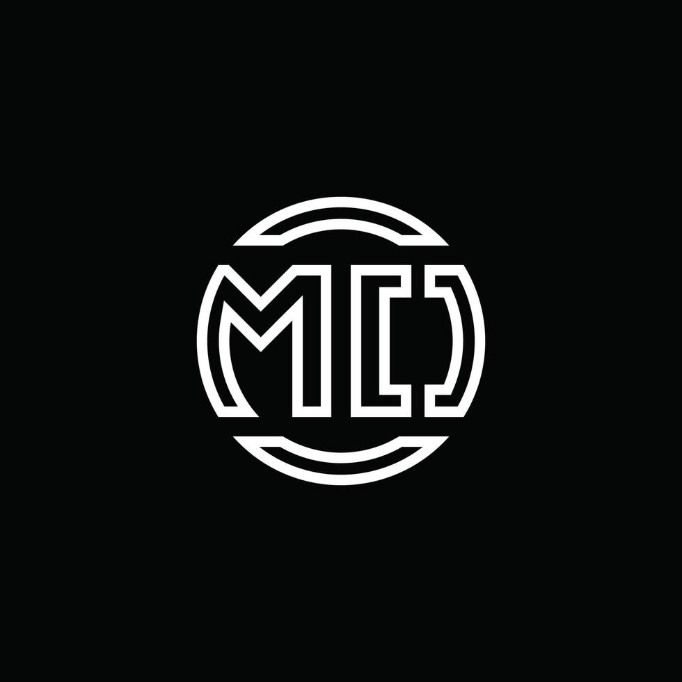 monograma do logotipo mo com modelo de design arredondado de círculo negativo vetor