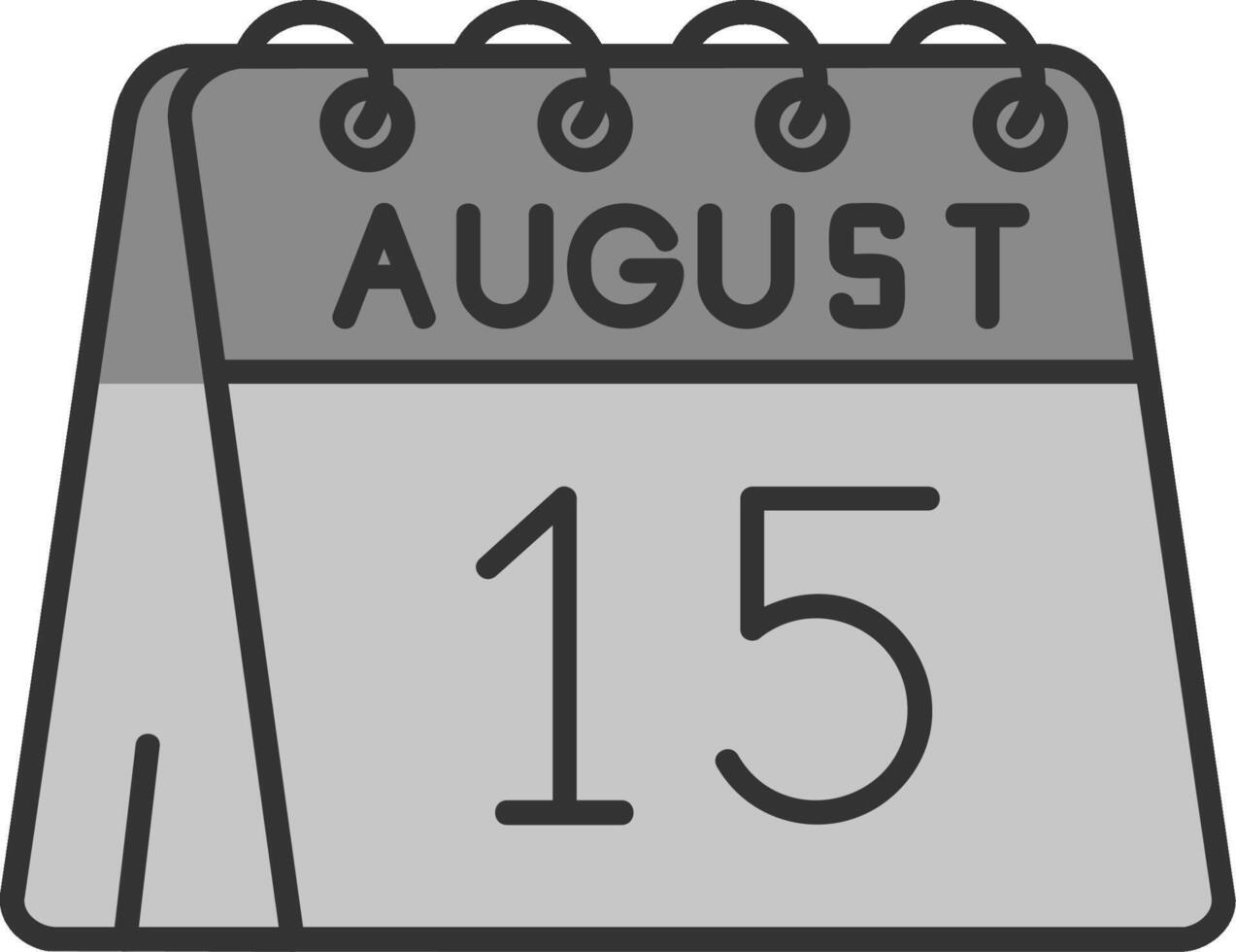 15º do agosto linha preenchidas escala de cinza ícone vetor