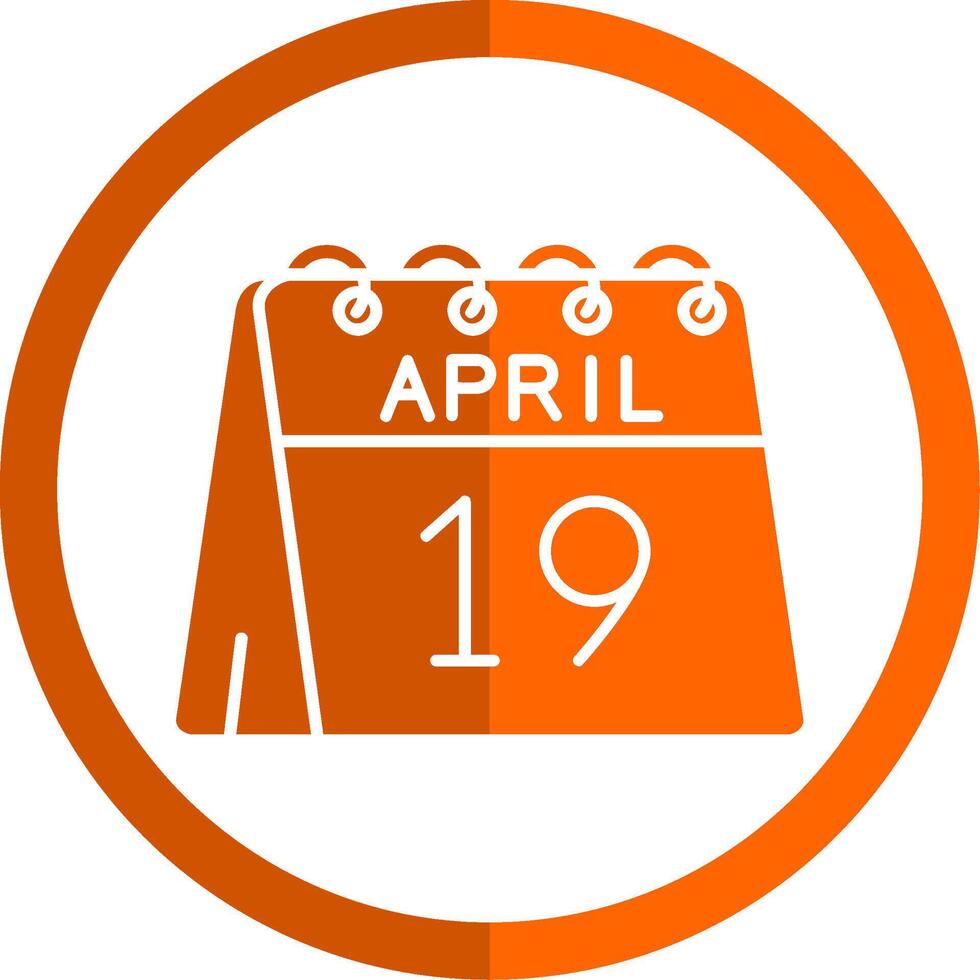 19 do abril glifo laranja círculo ícone vetor