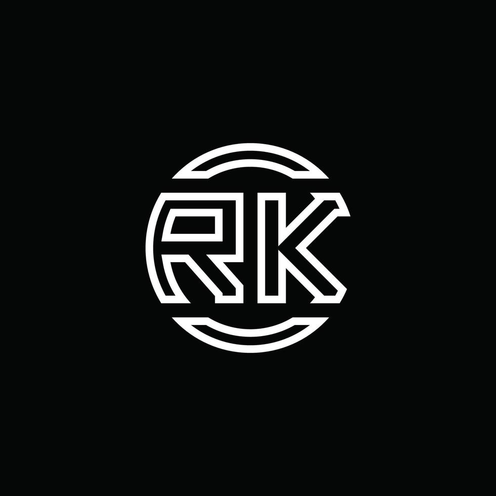 Monograma do logotipo rk com modelo de design arredondado de círculo de espaço negativo vetor