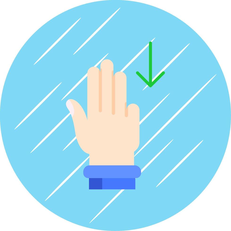 três dedos baixa plano azul círculo ícone vetor