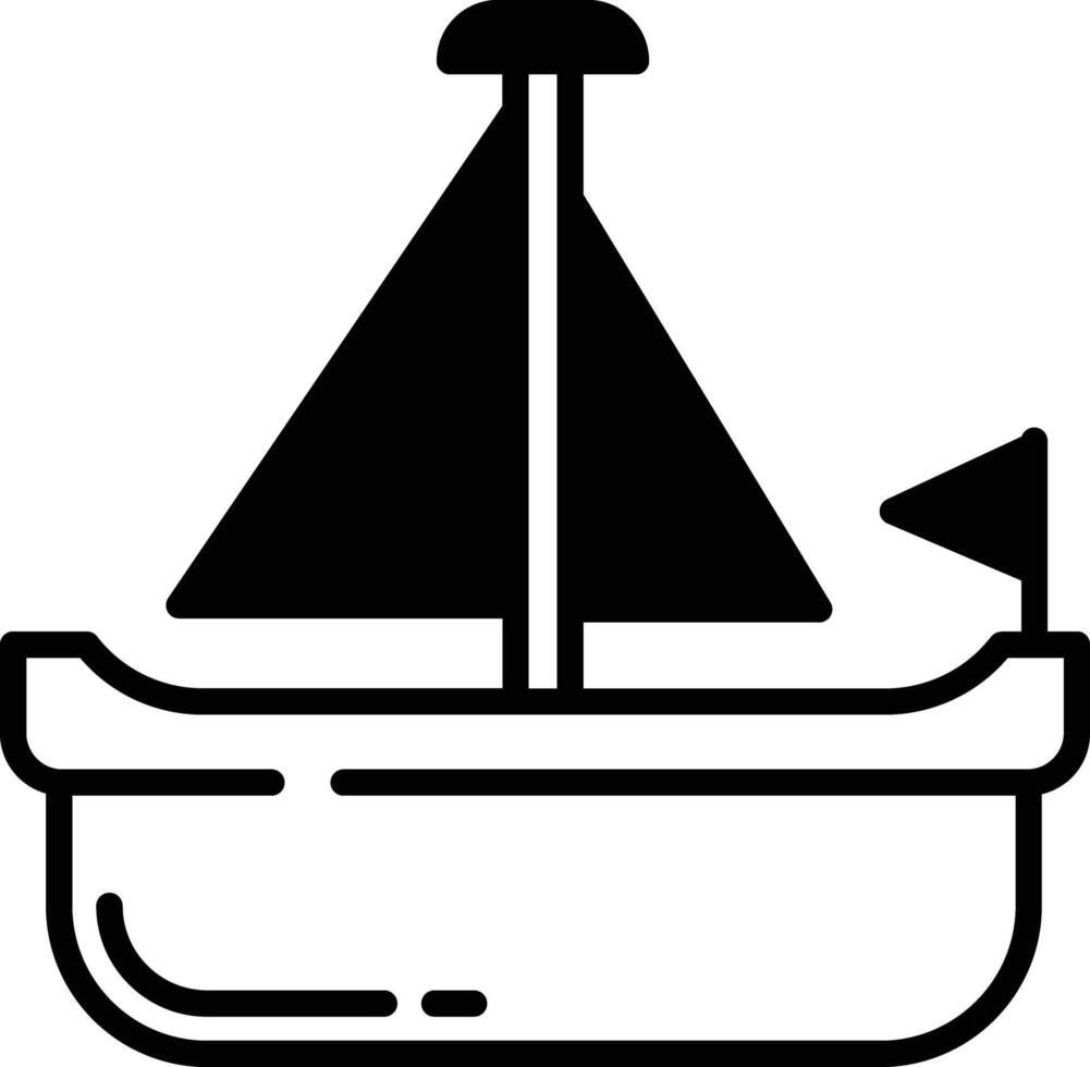 barco a vela glifo e linha vetor ilustração