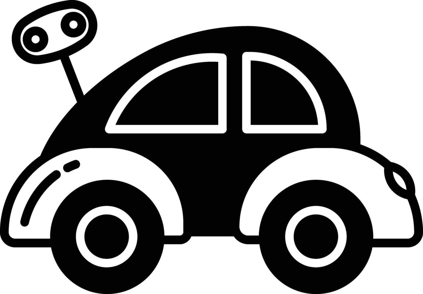 Primavera chave brinquedo carro glifo e linha vetor ilustração